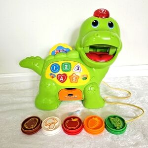 Vtech Chomp & Count Interactive Dino  with 5 Chips-Heavy Duty 12" Pull A…
